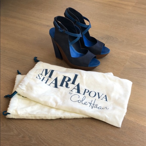 Cole Haan Gray and Blue Platform Heel Sandals - Picture 4 of 4